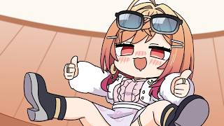 【手描き】酔っ払い過ぎてパンツが見えてしまう莉々華【一条莉々華/鷹嶺ルイ/雪花ラミィ/星街すいせい/儒烏風亭らでん/アキ・ローゼンタール/アキ・ローゼンタール/ホロライブ/切り抜き漫画】