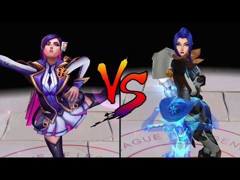 Battle Academia Caitlyn vs Pulsefire Caitlyn Skin Comparison Spotlight (League of Legends)