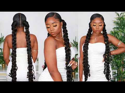 LONG Goddess Braided Ponytail (Double) On 4B/C Natural...