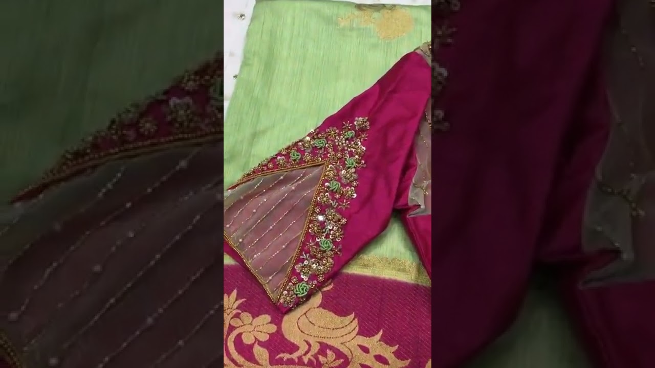 Watch video Pista green and pink Saree with beautiful handwork blouse Now Pista green and pink Saree with beautiful handwork blouse