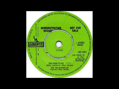 The Fifth Dimension - Too Poor To Die - UK Liberty Records Demo released 17.02.67