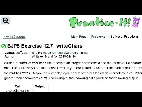 Java Practice It Exercise 12 7 Writechars Recursion Recursive Programming