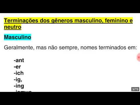 Terminações dos gêneros masculino, feminino e neutro  no idioma alemão