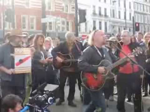 Bill Bailey does a perfect impression of Billy Bragg as Billy Bragg looks on