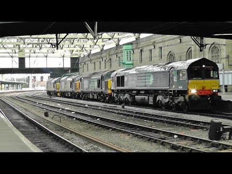 DRS Diesel Loco Convoy - 66305 37607 37601 and 37606 - Carlisle 16th Jan 2014