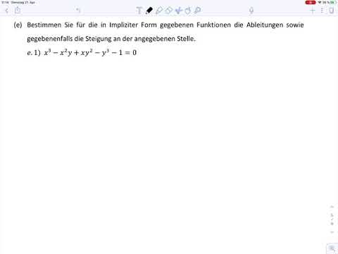 Übungsblatt7 Aufgabe e1 und e4 – implizite Differentiation