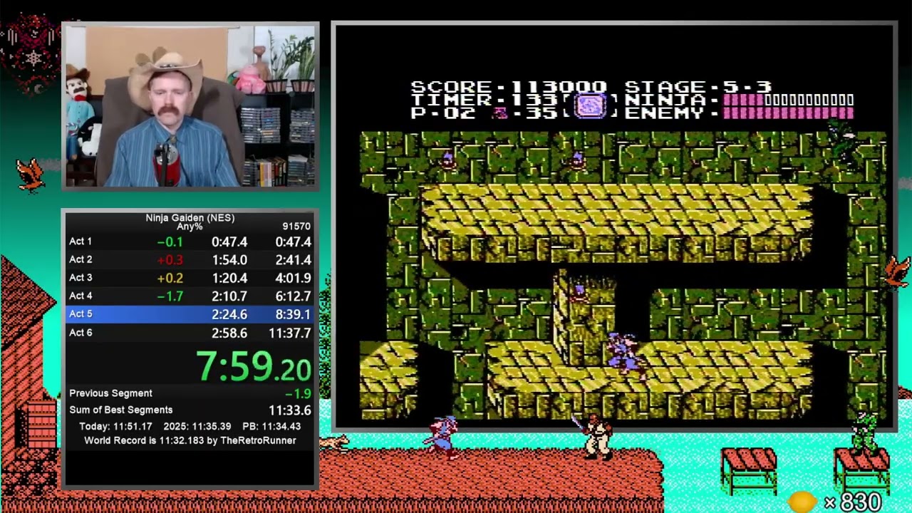 Ninja Gaiden (NES) speedrun in 11:33.934 by Arcus