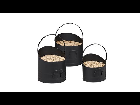 Pelleteimer 3er Set Schwarz - Metall - 32 x 30 x 34 cm