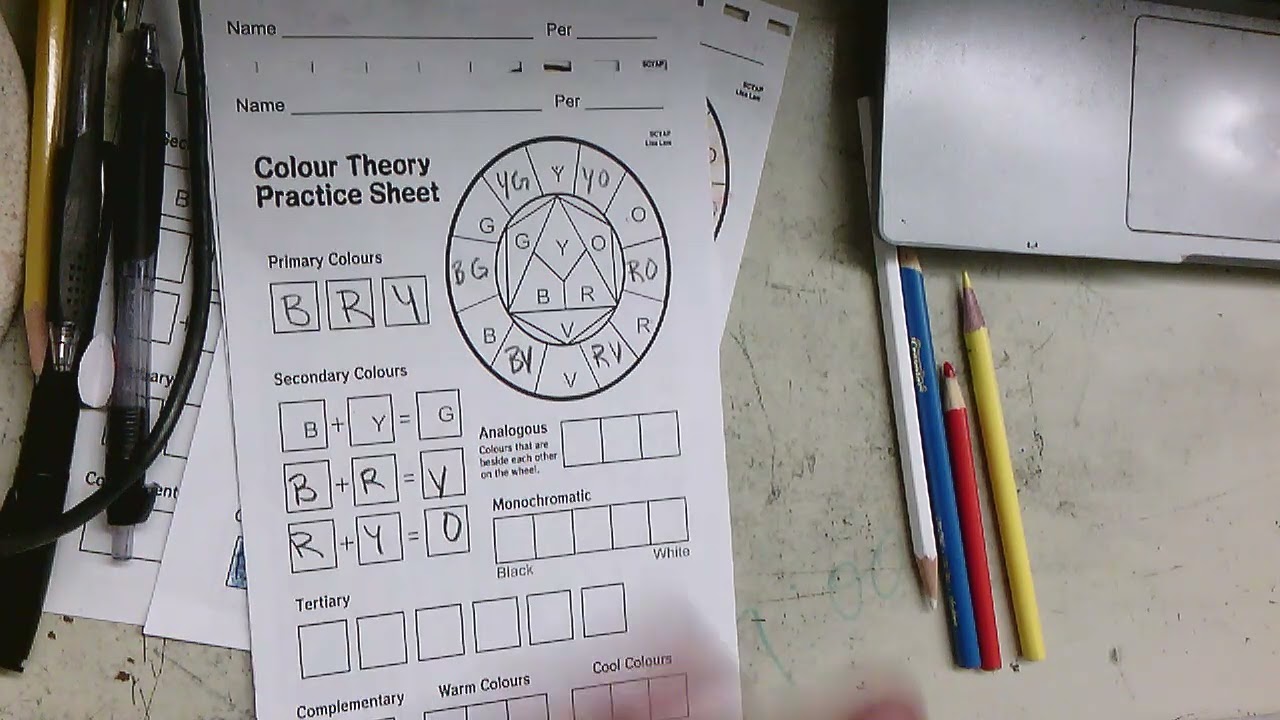 color theory worksheet - step 1 - Layout