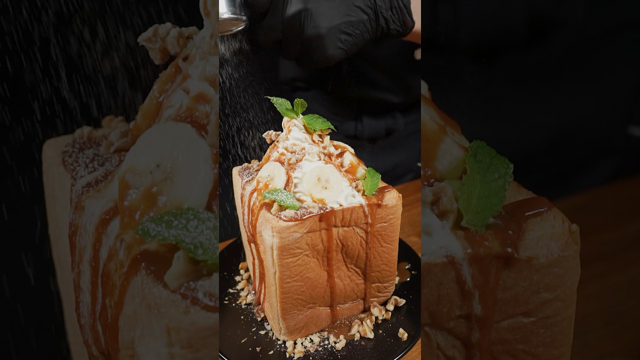 Melty Caramel Banana Toast🍌🍞#Shorts #ASMR