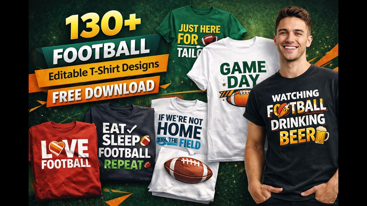 130+ Football Editable T-Shirt Designs ⚽ | Ultimate Bundle for Print-on-Demand