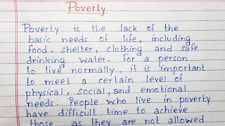 Write a short essay on Poverty | Essay Writing | English