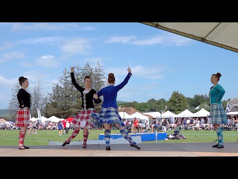 Reel of Tulloch Scottish Highland Dance competition during Dufftown Highland Games in Scotland 2019