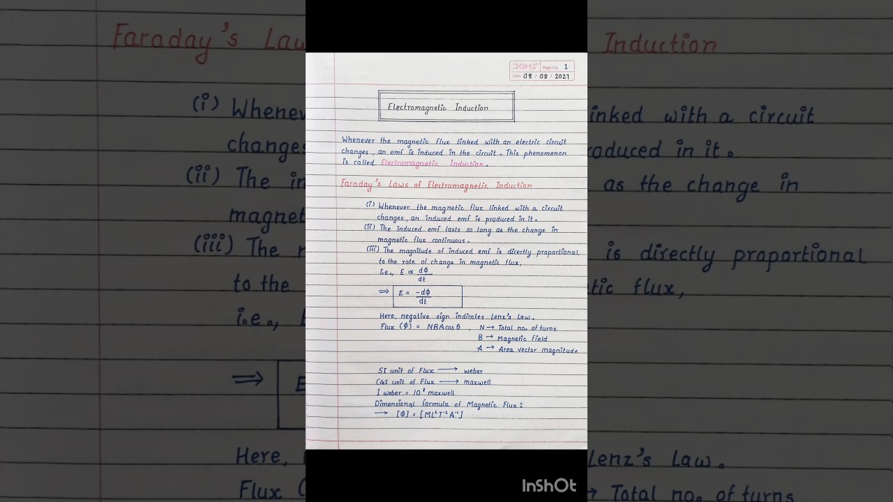 Electromagnetic Induction Notes | Class 12 | Physics | NEET | CBSE | HSC #neet #class12notes