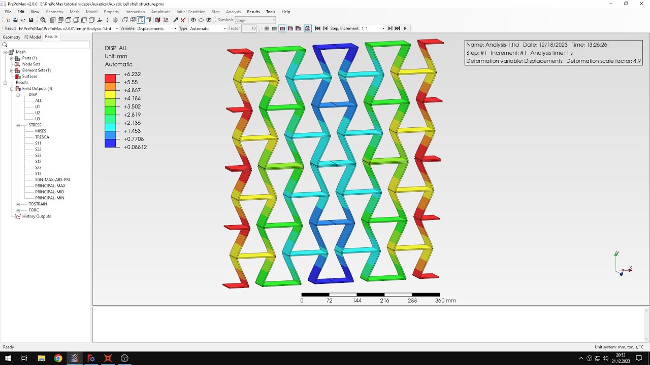 PrePoMax (CalculiX FEA) - Tutorial 39 - Auxetics