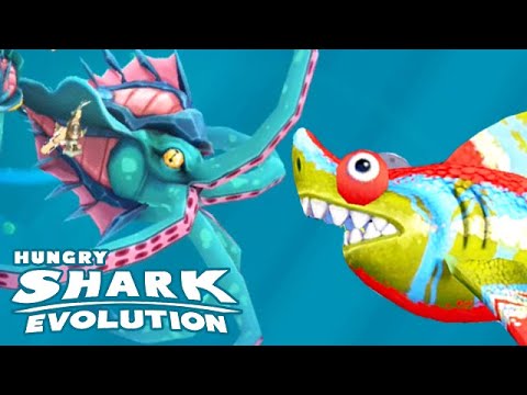 NEW KRAKEN SQUID vs SHARKELEON (HUNGRY SHARK EVOLUTION)