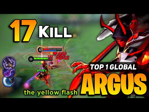 17 BRUTAL KILL! Argus Hyper Gameplay  [ Top 1 Global Argus Best Build ] By the yellow flash - MLBB