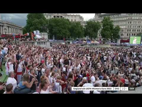 England Fans and BBC Pundits Celebration Chloe Kelly Goal vs Germany