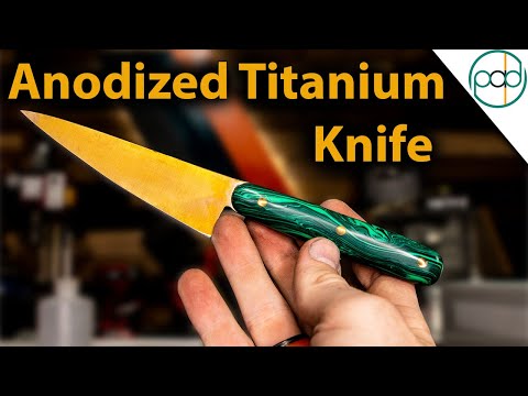 Making a Golden Anodized Titanium Knife with Malachite Scales - Part 2