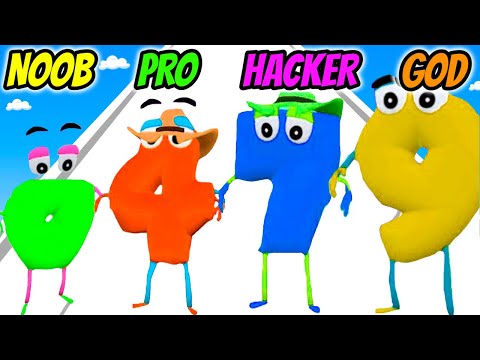 NOOB vs PRO vs HACKER vs GOD - Number Race 3D