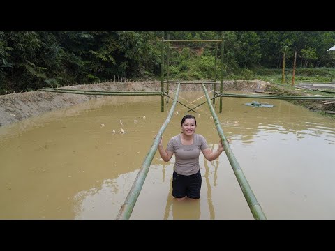 Full video: 200 Days How to make a Bamboo hut in middie pond  - Build a garden on the farm