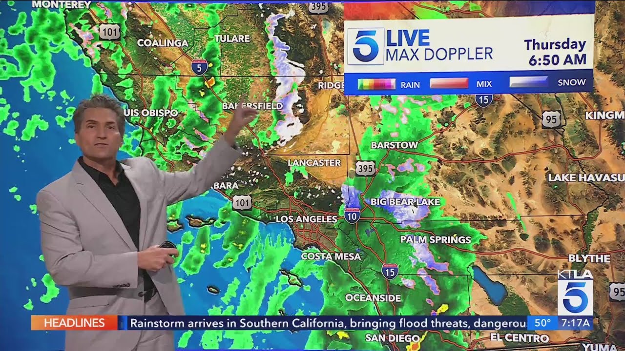 Storm pounds Southern California with rain, snow and a possible tornado