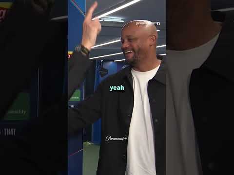 Luis Enrique and Vincent Kompany share a laugh over the insane match their teams just played 😅 #UCL