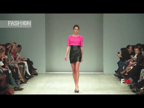 Model TRIPS in very high heels during Elena Burba Spring/Summer 2013 Fashion Show