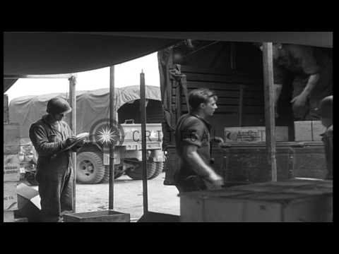 Rations load for soldiers and artillery unit in England, prior to D-Day invasion ...HD Stock Footage