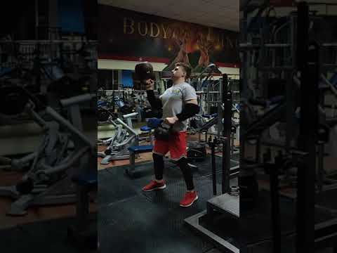 Roman Dubovich - 24+8kg kettlebells bottoms-up press (73kg bw)