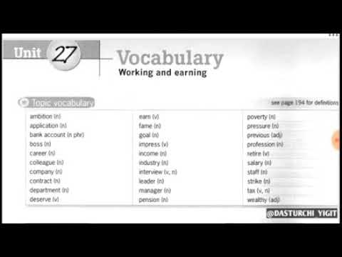Unit 27. Vocabulary. Working and earning. Ishlash va pul topish