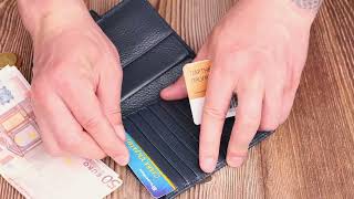 Практичный вертикальный мужской кошелек среднего размера из натуральной кожи флотарий Canpellini 21735 синий