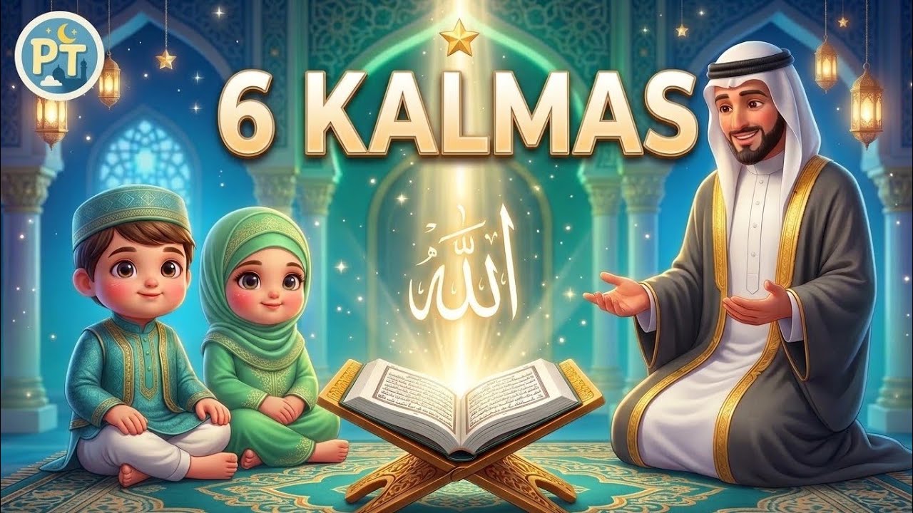 6 Kalmas for Kids | Learn Six Kalimas with Lyrics | Islamic Cartoon Video | Peaceful Tots