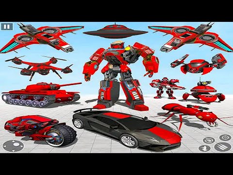 Drone Robot Car Game 3D: Red Robot Transform City Wars | Android iOS Gameplay