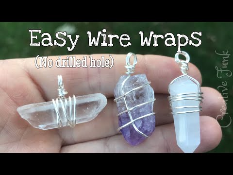 How to Wire Wrap Crystal Points - no drilled holes! 3 x designs for simple necklace pendants