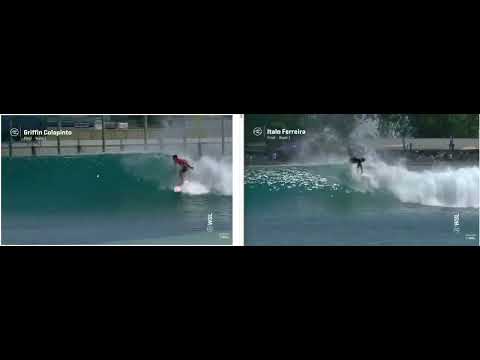 Comparing Griffin Colapinto and Italo Ferreira's first right in the Final of the 2023 Surf Ranch