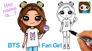 How to Draw a Cute BTS Fan Girl 🤩