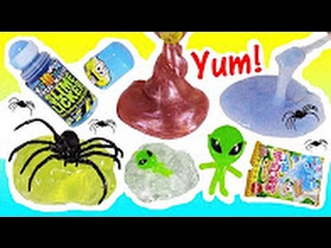NEW SQUISHY STUFF! DIY Edible SLIME! SPIDER Ooze! Galaxy Squish! Alien Melting Ice Cube Putty! FUN