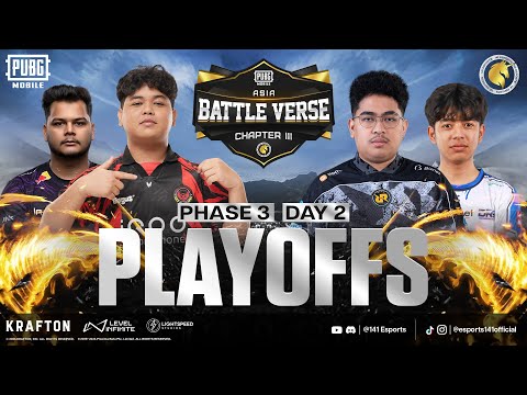 PUBGM BATTLE VERSE ASIA CHAPTER III | PHASE 3 PLAYOFFS DAY 2 | FT. #BTR  #HORAA #RRQ  #AE #DRS