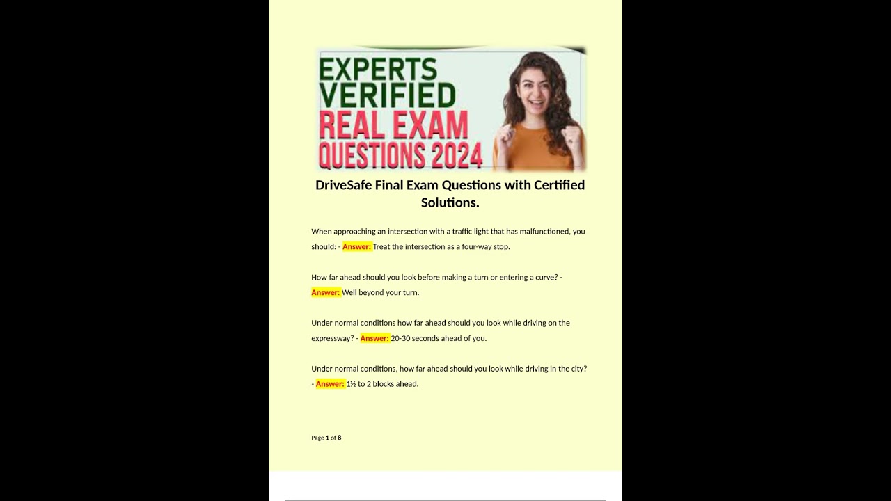 DriveSafe Final Exam Questions with Certified Solutions pdf