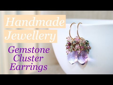 Handmade Gemstone Cluster Earrings | Wire Wrapping | Jewelry Making | 手工制作耳環