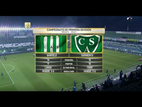 Fútbol en vivo. Banfield vs. Sarmiento. Fecha 13. Campeonato de Primera División 2016