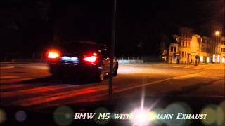 BMW M5 Straight Pipes & M5 Eisenmann Exhaust   LOUD SOUND at NIGHT !!!