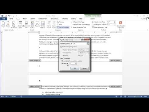 How to Insert Page 1 on a Different Page in Microsoft Word : MS Word: Beyond the Basics