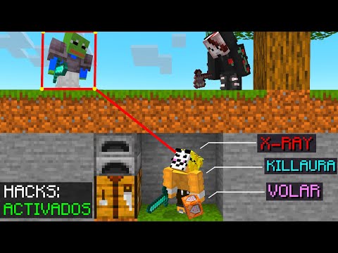 DanoMC vs 2 CAZADORES en Minecraft pero Tengo HACKS!