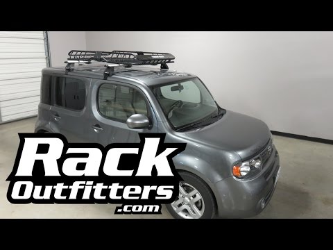 Nissan Cube with Roof Rack and Rhino Rack XTray Large Cargo Basket