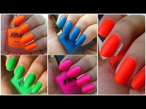 Nykaa - Neon matte nail lacquer | Swatches and review | matte collection Video