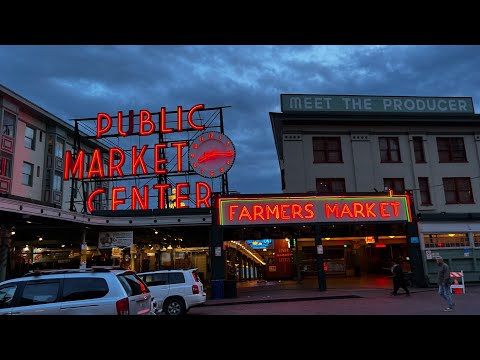 Seattle Walk : Pike Place Market to Space Needle at Night