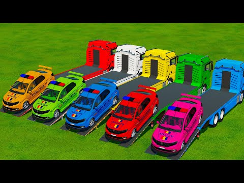 TRANSPORTING CAR VS CLAAS VS FENDT VS CASE TRACTORS WITH COLVO TRUCKS - Farming Simulator 22