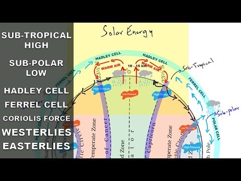 Subtropical high, Subpolar low, Easterlies, Westerlies | Atmospheric circulation | Pressure belts